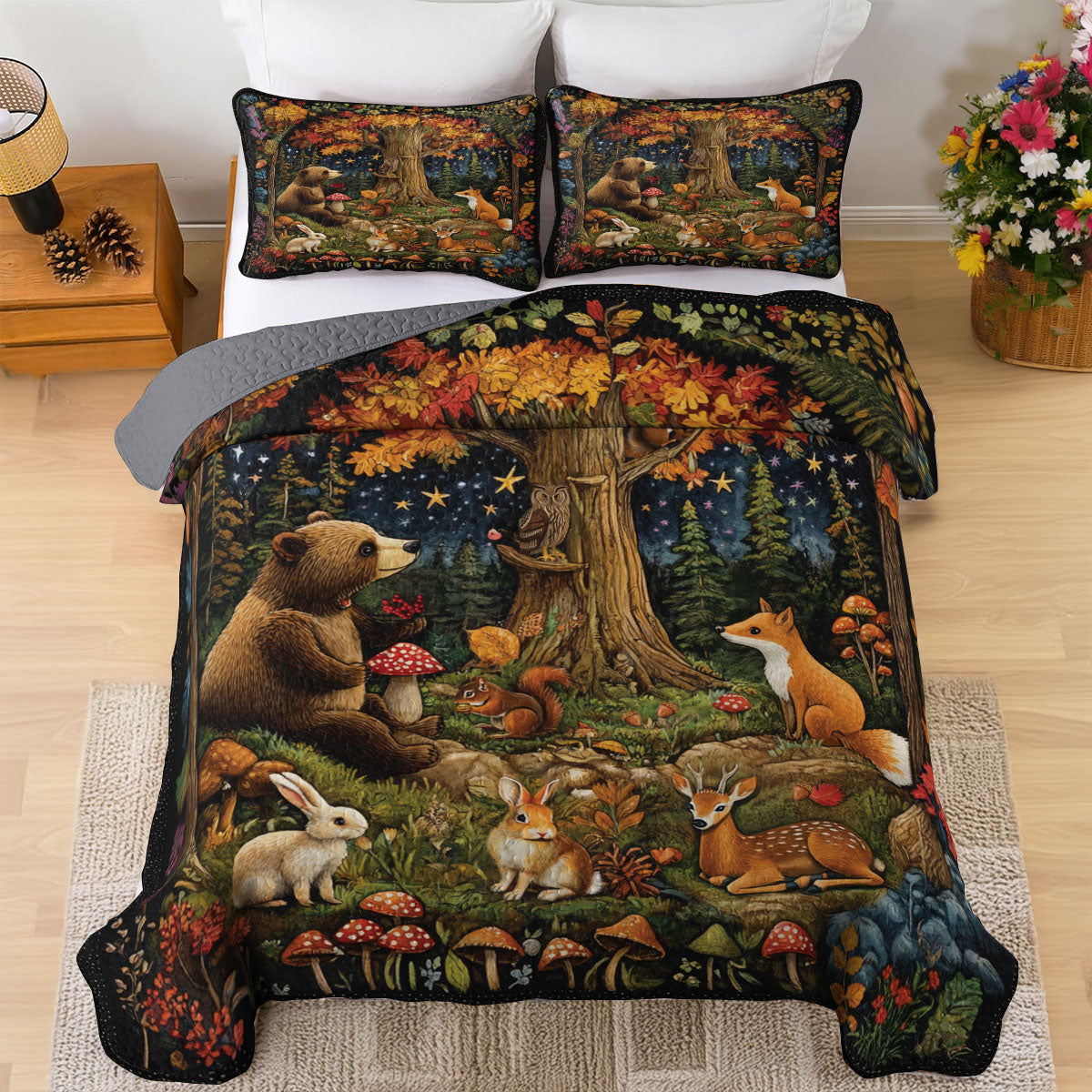 Shineful All Season Quilt 3-Piece Set Animal Gathering