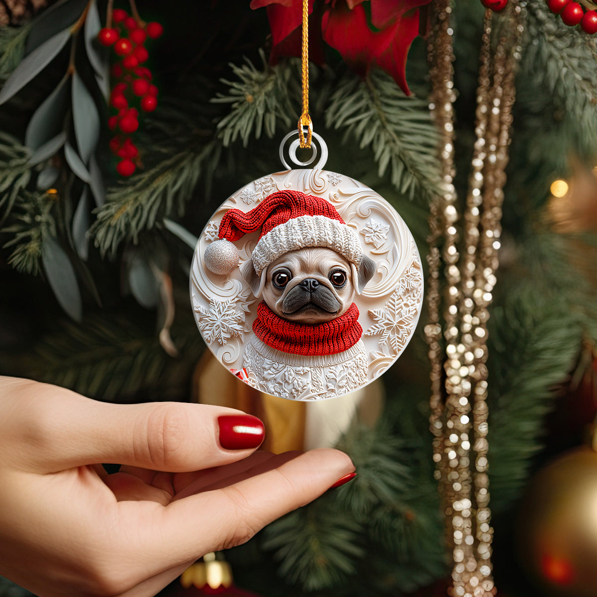 Shineful 2D Acrylic Ornament Snowy Puggy