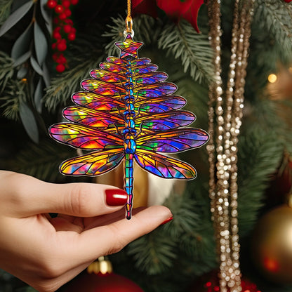 Shineful 2D Acrylic Ornament Radiant Dragonfly Christmas Tree