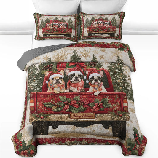 Shineful All Season Quilt 3-Piece Set - Merry Frenchie Christmas