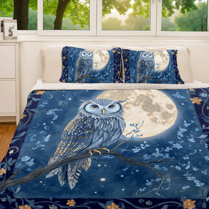 Shineful All Season Quilt 3-Piece Set Lunar Guardian Owl