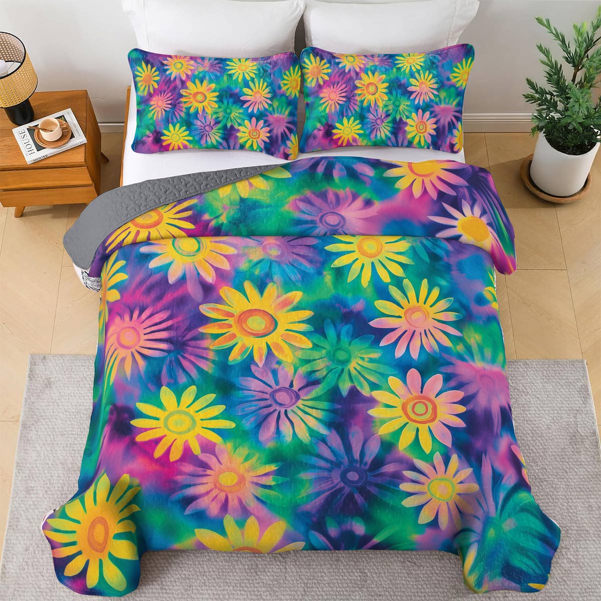 Shineful All Season Quilt 3-Piece Set - Groovy Bloom