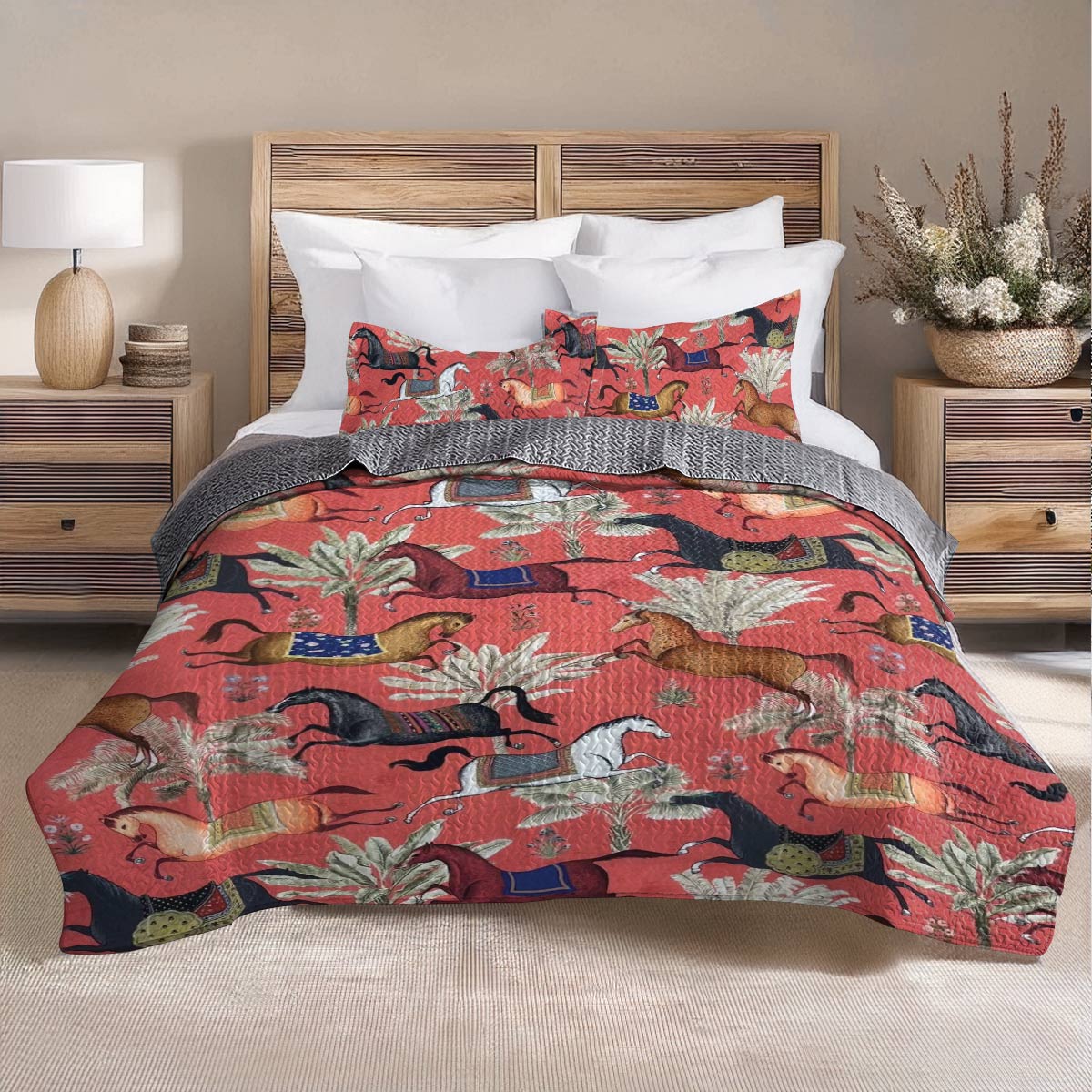 Shineful All Season Quilt 3-Piece Set Horsepower