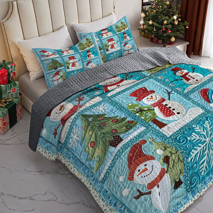 Shineful All Season Quilt 3-Piece Set Peaceful Snowmen