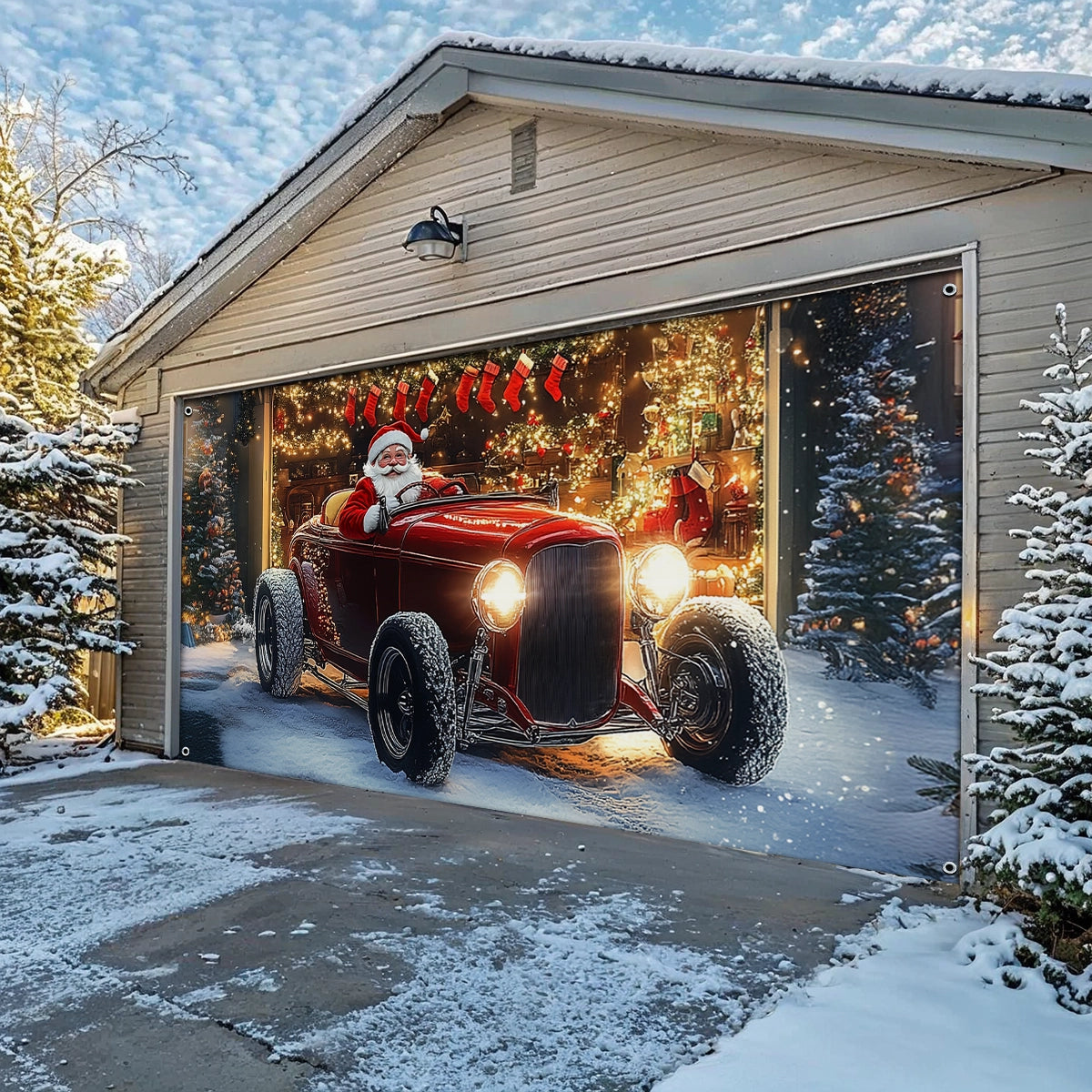 Shineful Garage Door Banner Decoration - Holiday Christmas Car