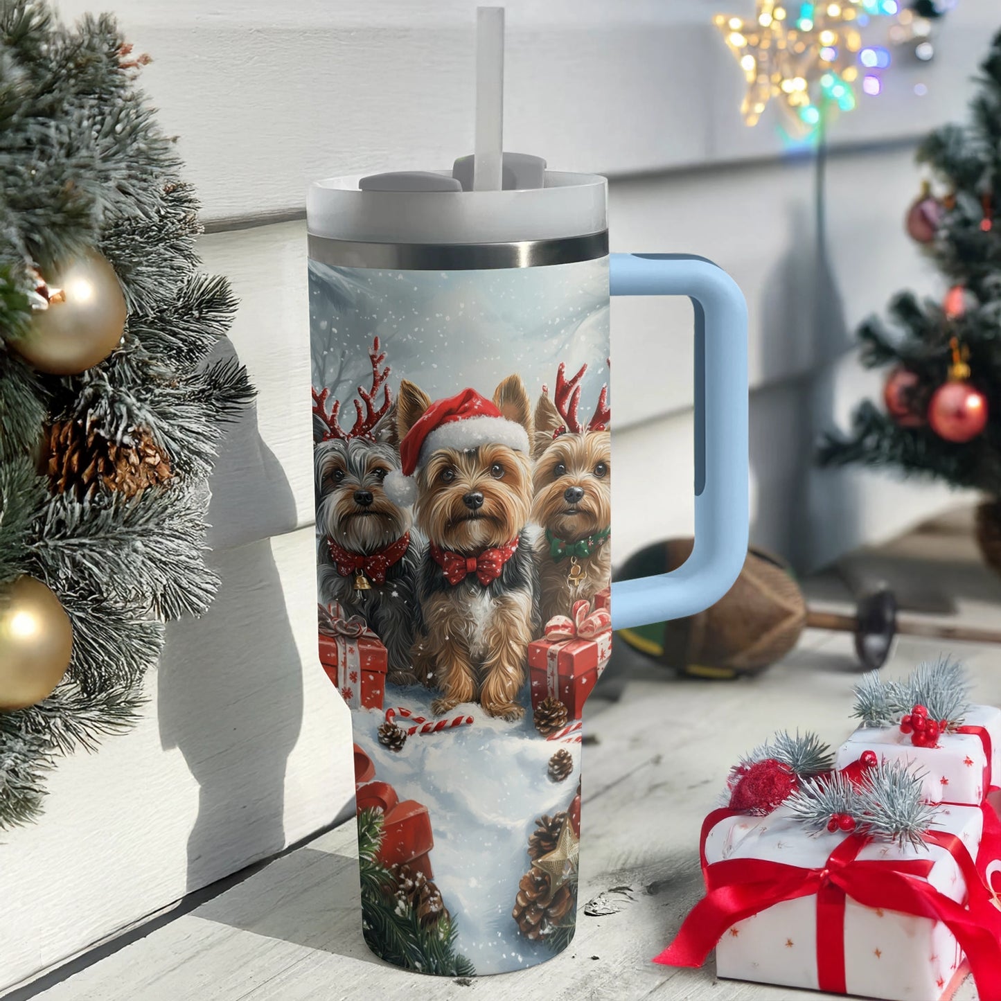 Shineful Tumbler Yorkie Winter Wonderland