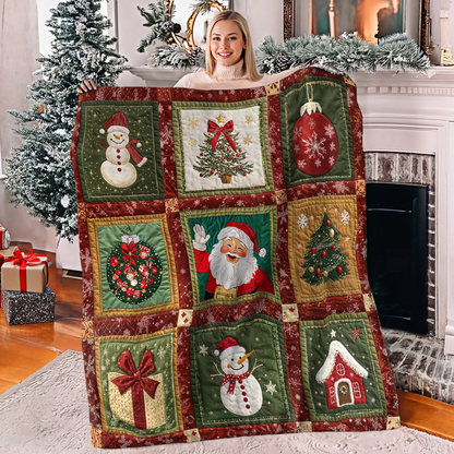 Shineful Fleece Blanket Festive Santa & Snowman