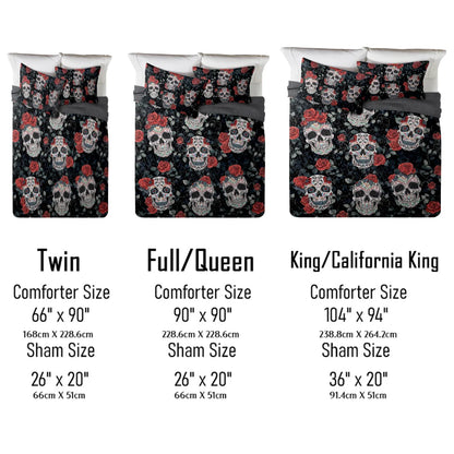 Shineful All Season Quilt 3-Piece Set - Dark Romance Sugar Skull