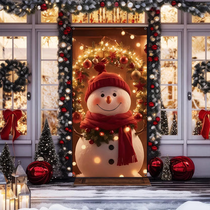 Shineful Door Cover Winter Wonderland Snowman