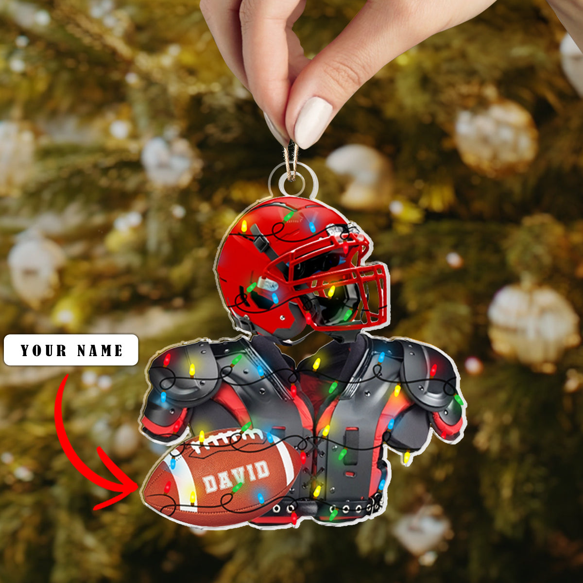 Shineful  Personalized 2D Acrylic Ornament - Football Player Christmas