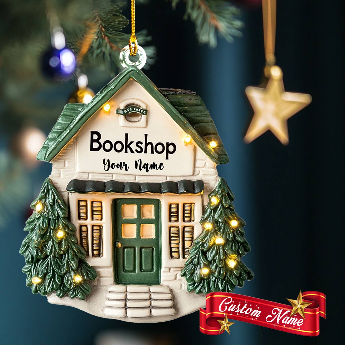 Shineful 2D Acrylic Ornament Personalized Bookstore