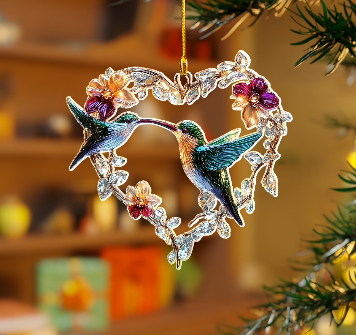 Shineful 2D Acrylic Ornament - Ethereal Hummingbird Elegance