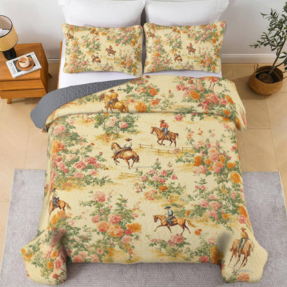 Shineful All Season Quilt 3-Piece Set Western Romance Cowboy