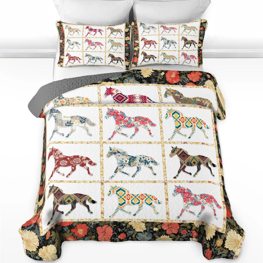 Shineful All Season Quilt 3-Piece Set Horse Equine Elegance