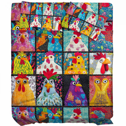 Shineful 4-Piece Bed Sheet Set Colorful Chicken