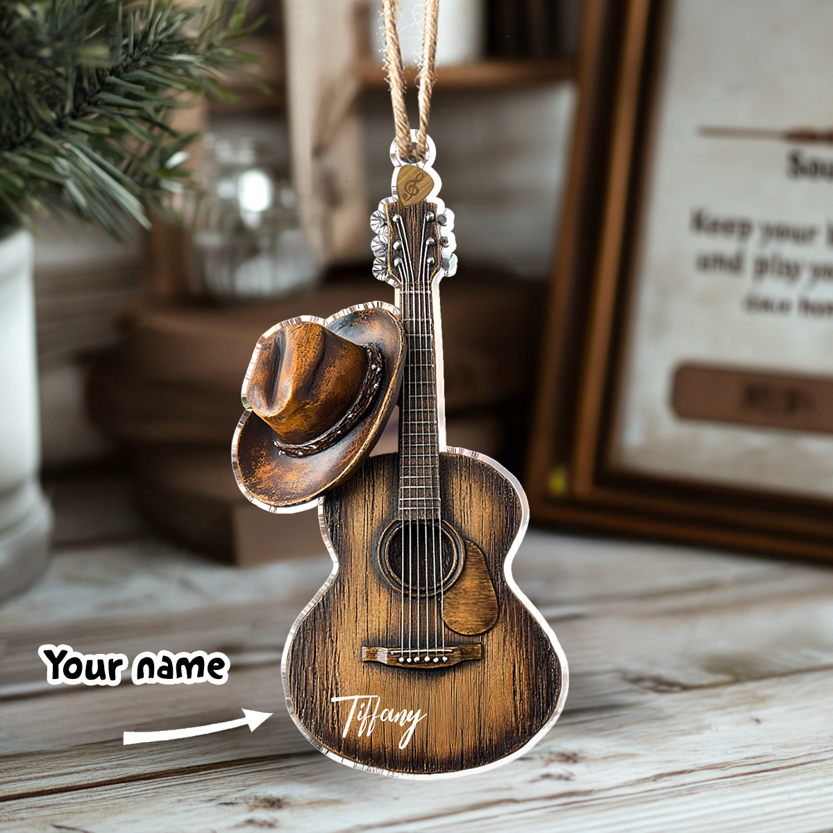 Shineful Personalized 2D Acrylic Ornament Country Music Guitar Lover