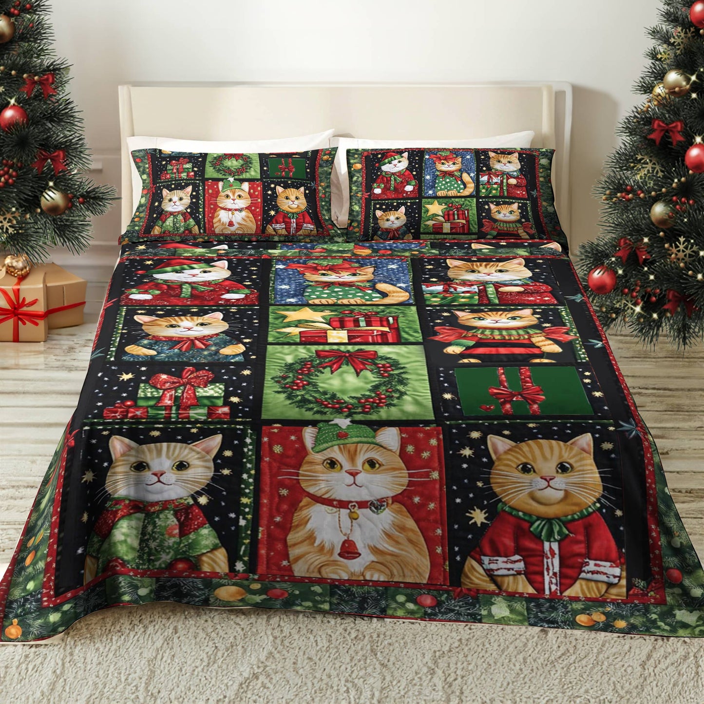 Ensemble de draps Shineful 4 pièces Chats festifs