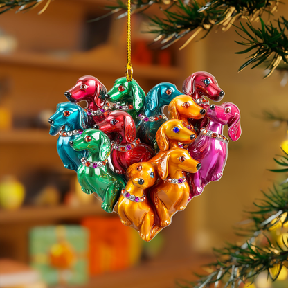 Shineful 2D Acrylic Ornament - Dachshund Sparkle Heart