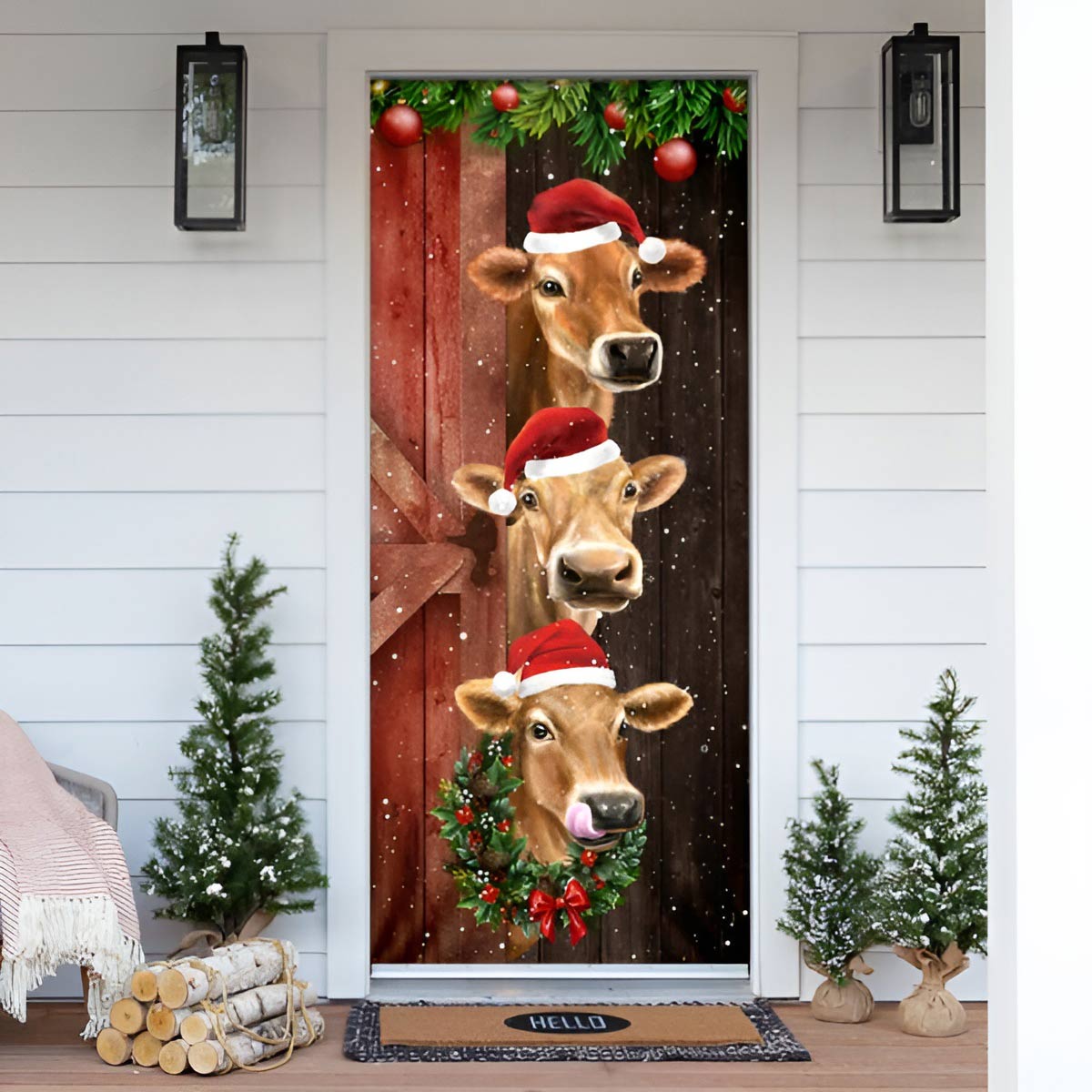 Shineful Door Cover Cow Trio