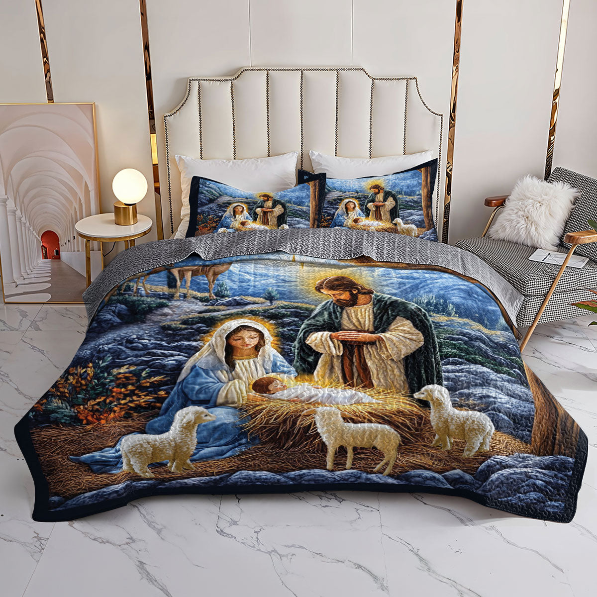 Shineful All Season Quilt 3-Piece Set - Holy Night Nativity