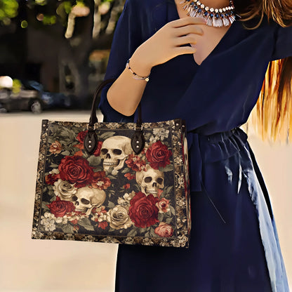 Shineful Leather Bag Crimson Skull Bloom