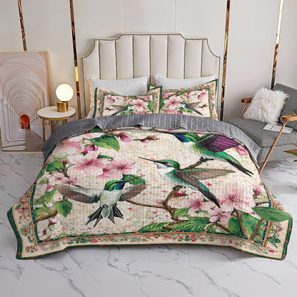 Shineful All Season Quilt 3-Piece Set Hummingbird Blossom