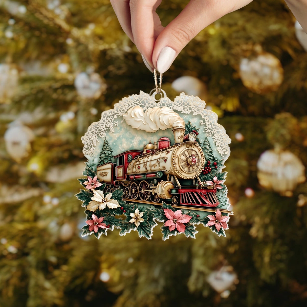 Shineful 2D Acrylic Ornament - Classic Christmas Train