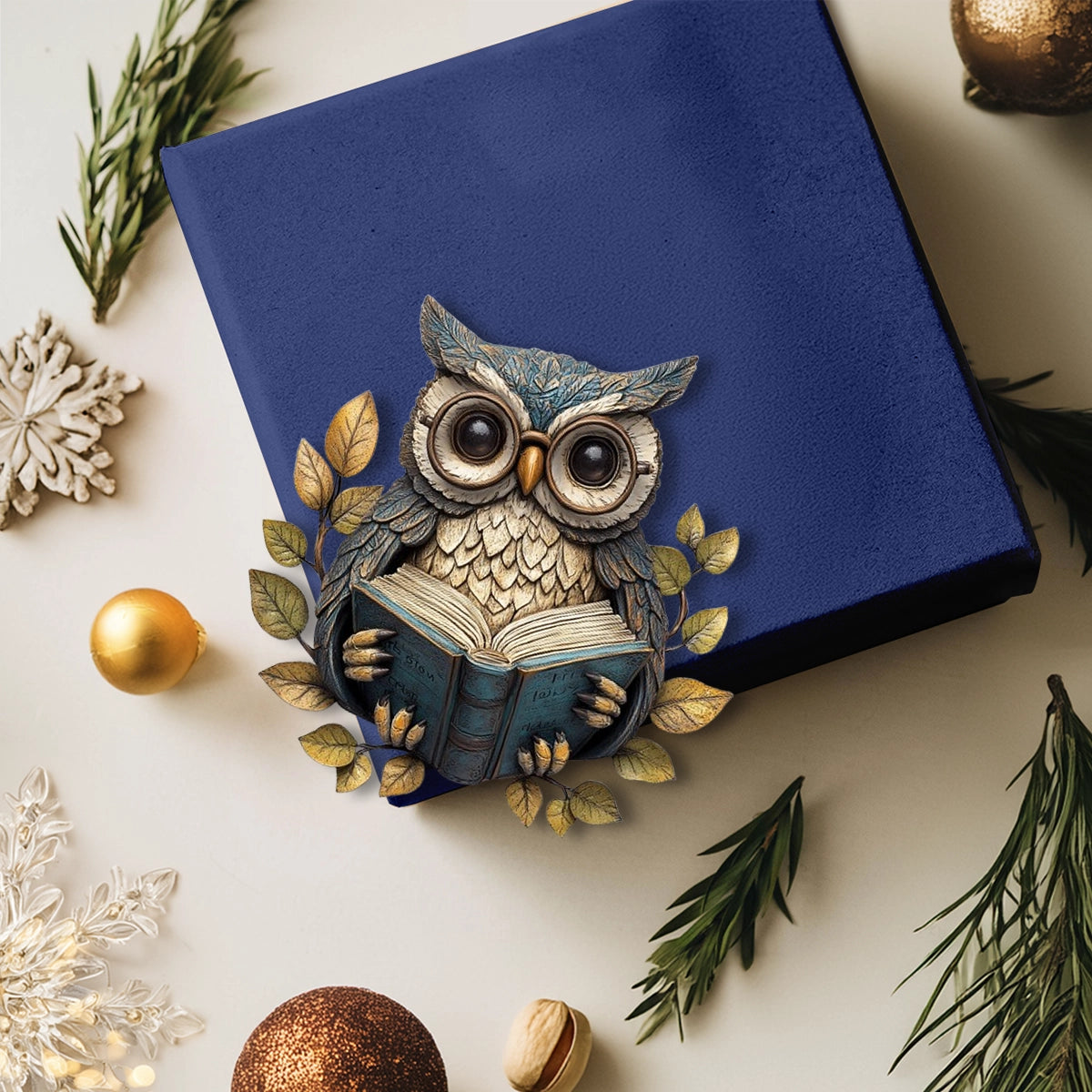 Shineful Acrylic Ornament Wise Woodland Owl Reading