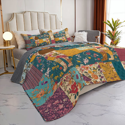 Shineful All Season Quilt 3-Piece Set Dachshund Delight Patchwork