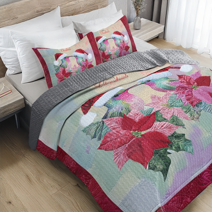 Shineful All Season Quilt 3-Piece Set - Holiday Hummingbird Lovebirds