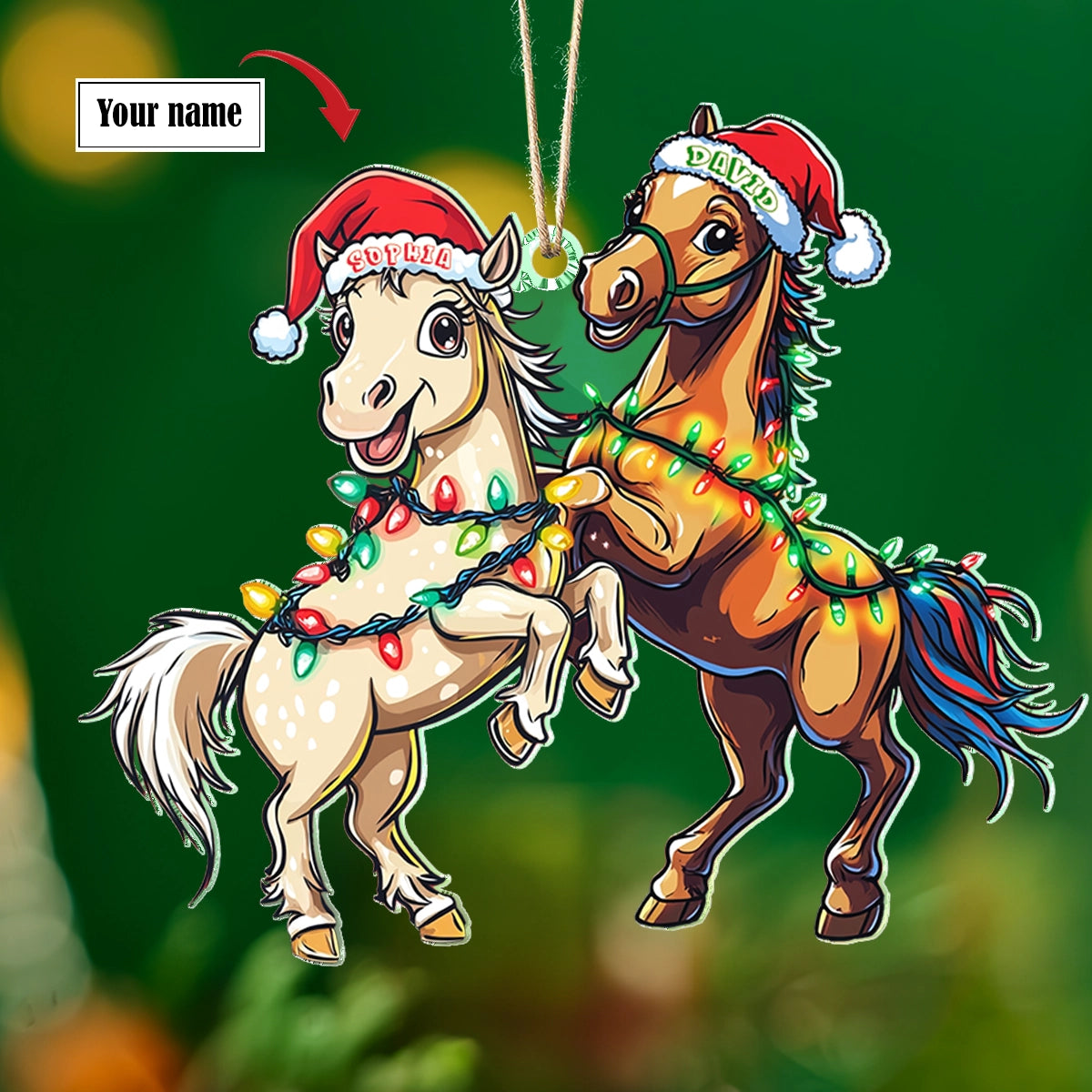 Glänzendes 2D-Acryl-Ornament – ​​personalisiertes Horse-mas Cheer 