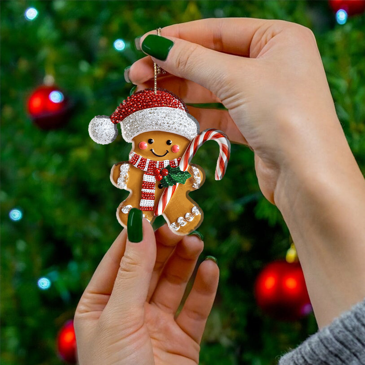 Shineful 2D Acrylic Ornament Gingerbread Candy Cane