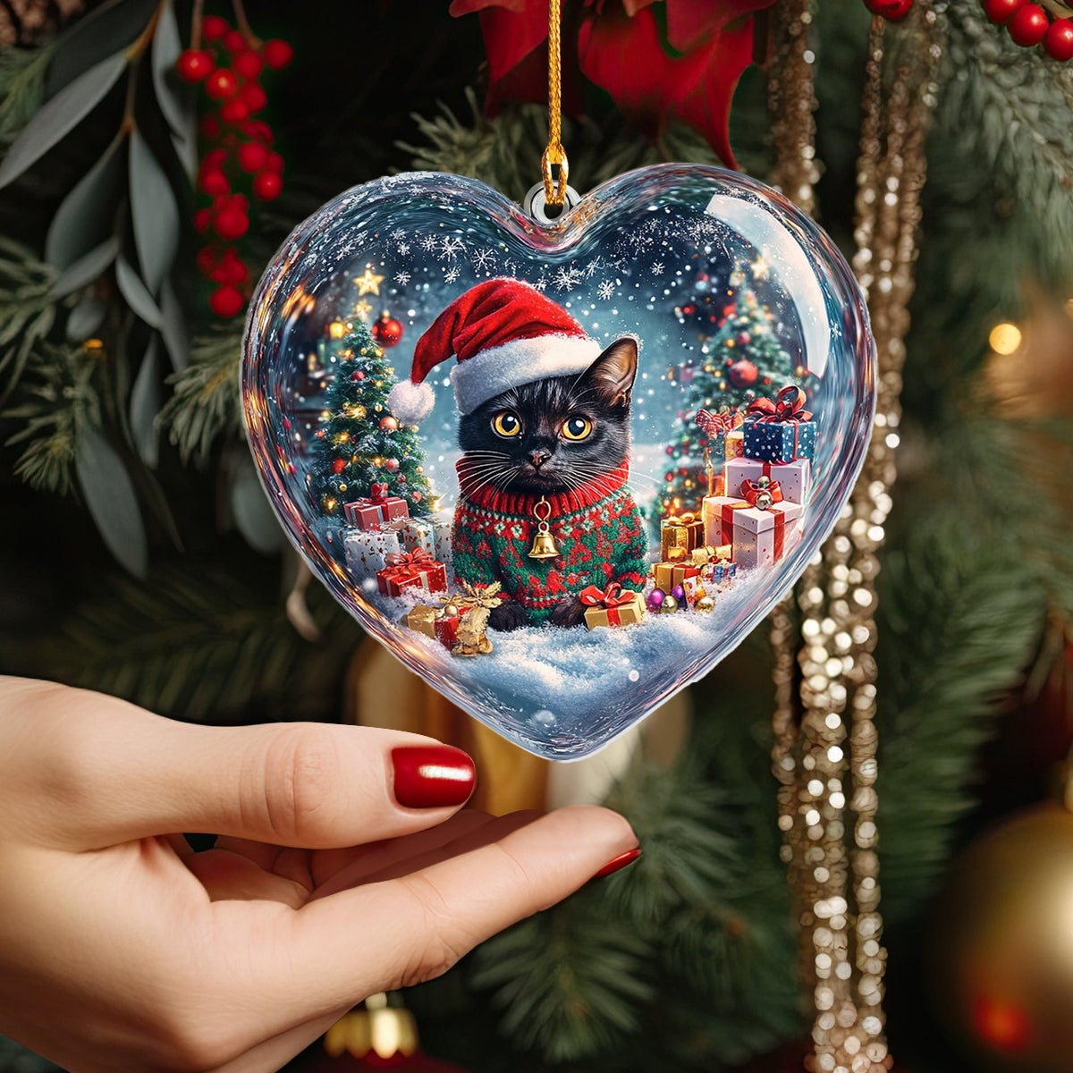 Shineful 2D Acrylic Ornament Personalized Merry Catmas Heart