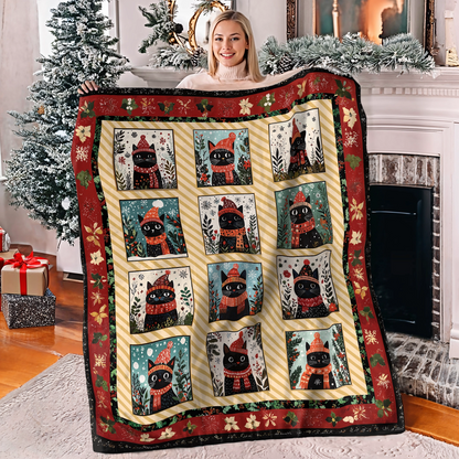 Shineful Fleece Blanket Cat Christmas Potrait