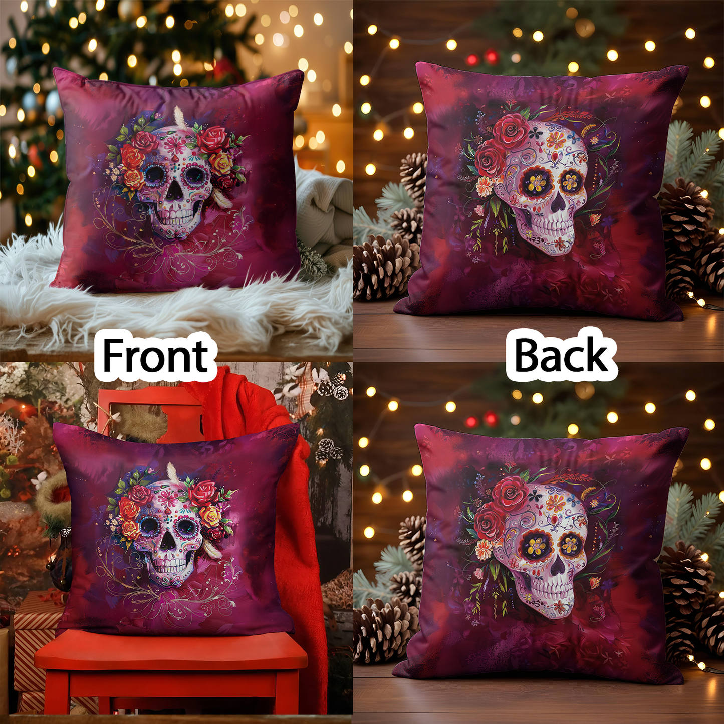 Shineful 2D Print Cushion Cover, Pillowcase, Pillows Covers - Happy Gorgeous Sugar Skull