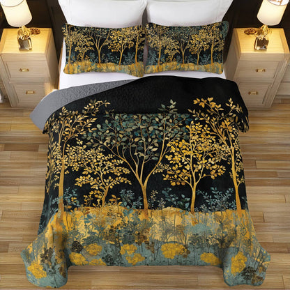 Shineful All Season Quilt 3-Piece Set Golden Forest