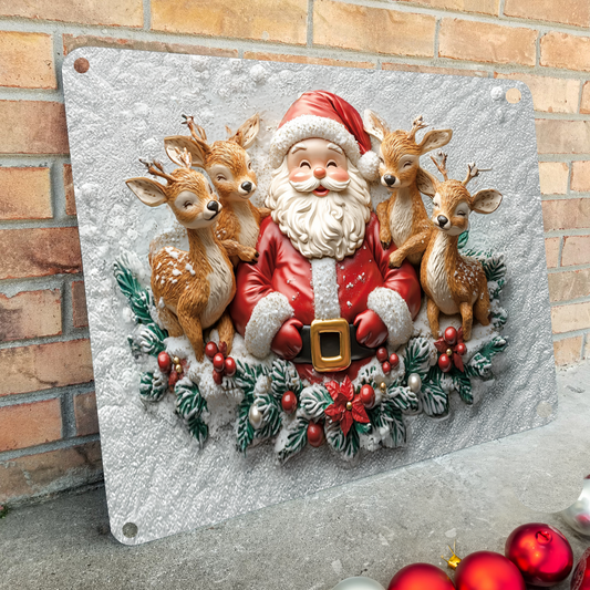 Shineful 2D Metal Sign Cheerful Santa & Deer