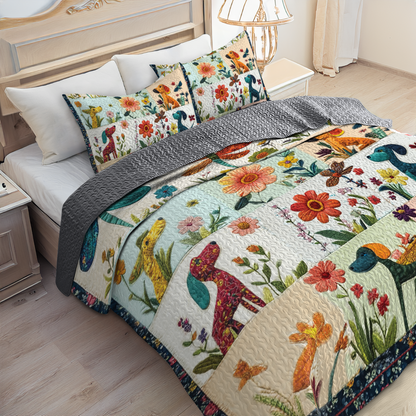 Shineful All Season Quilt 3-Piece Set - Springtime Dachshund & Blooms