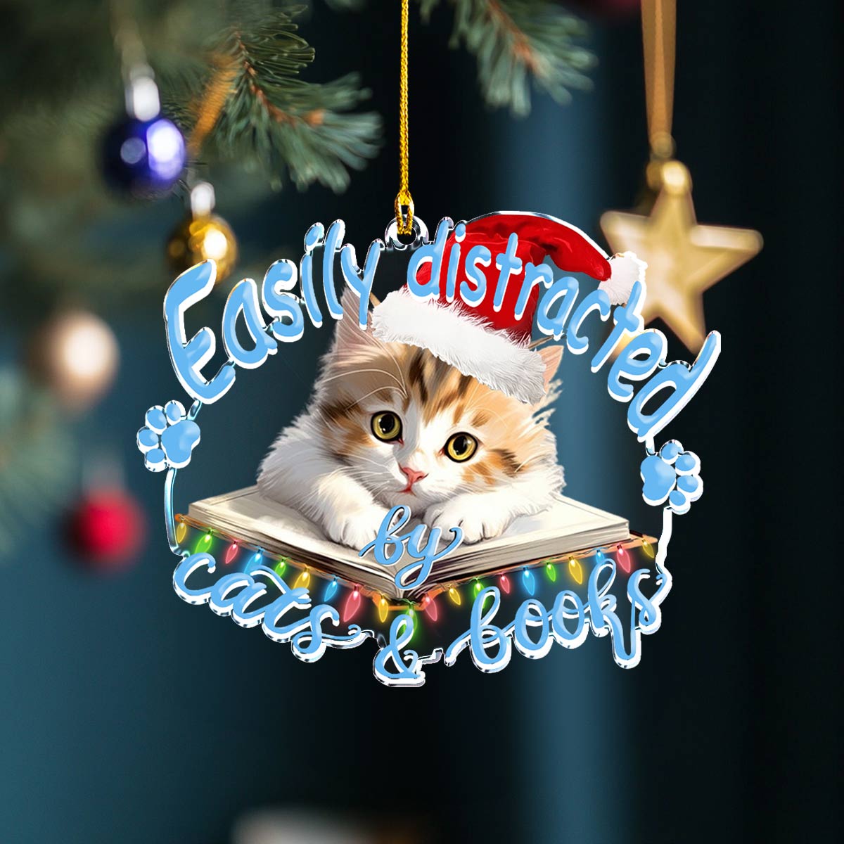 Shineful 2D Acrylic Ornament Cat & Book