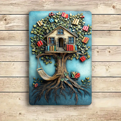 Shineful 2D Metal Sign Whimsical Book Tree