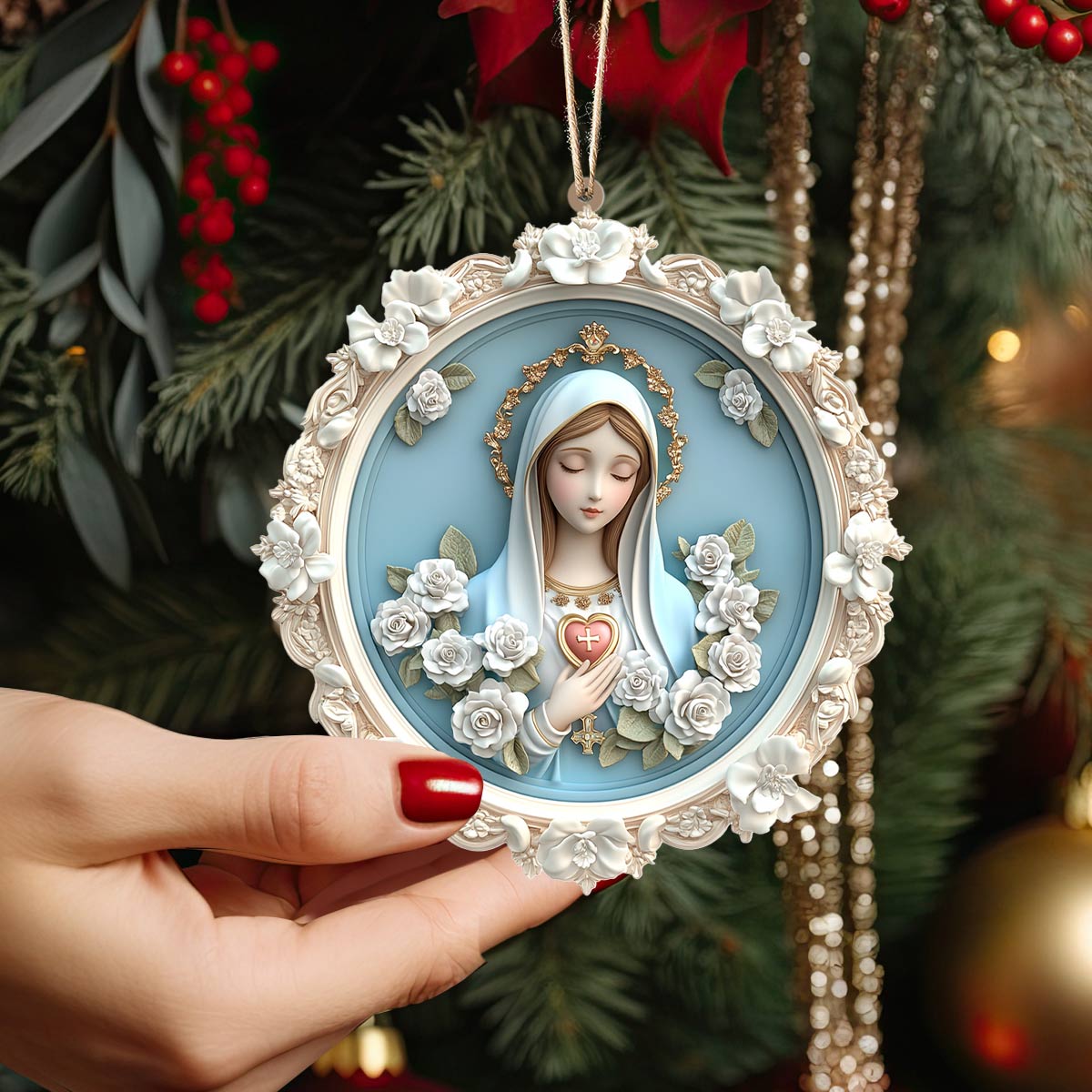 Shineful 2D Acrylic Ornament Blessed Virgin Mary Christmas