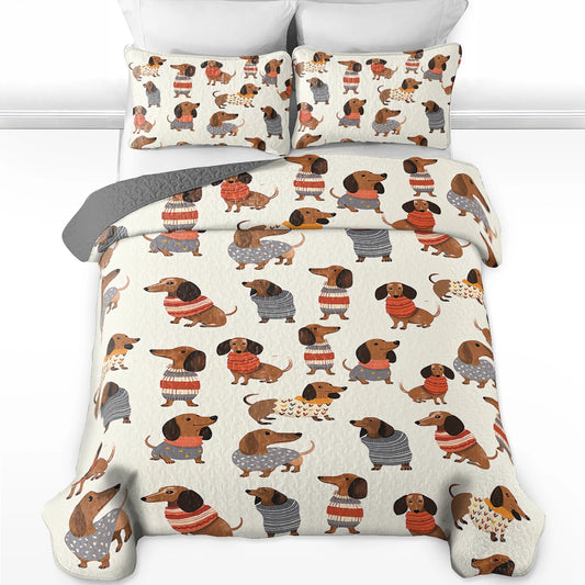 Shineful All Season Quilt 3-Piece Set - Dachshund Cute