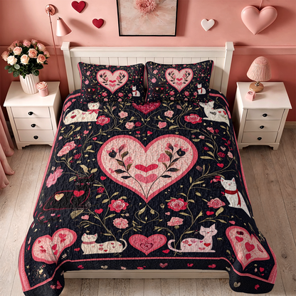 Shineful All Season Quilt 3-Piece Set - A Valentine's Embrace