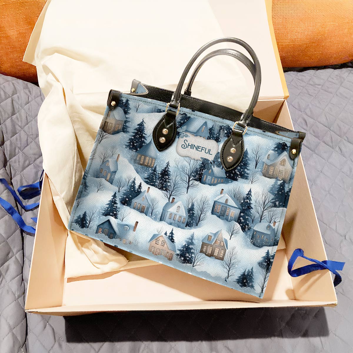 Shineful Leather Bag Snow Village