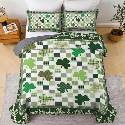 Shineful All Season Quilt 3-Piece Set Celtic Shamrock Patchwork