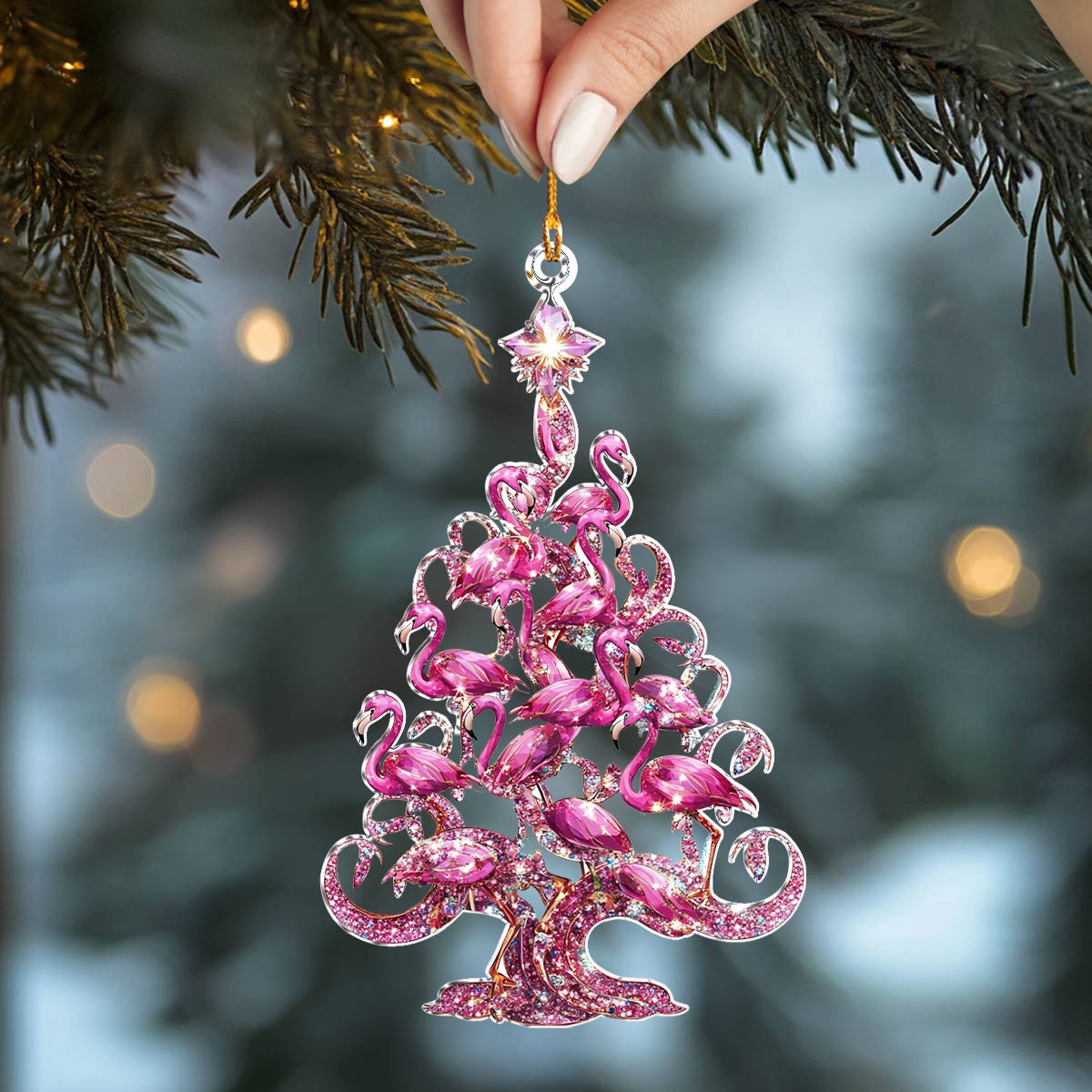 Shineful 2D Acrylic Ornament Flamingo Flock Christmas