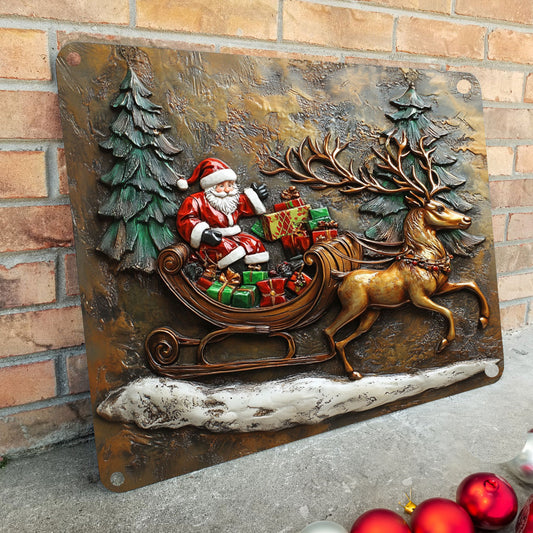 Shineful 2D Metal Sign Santa's Sleigh