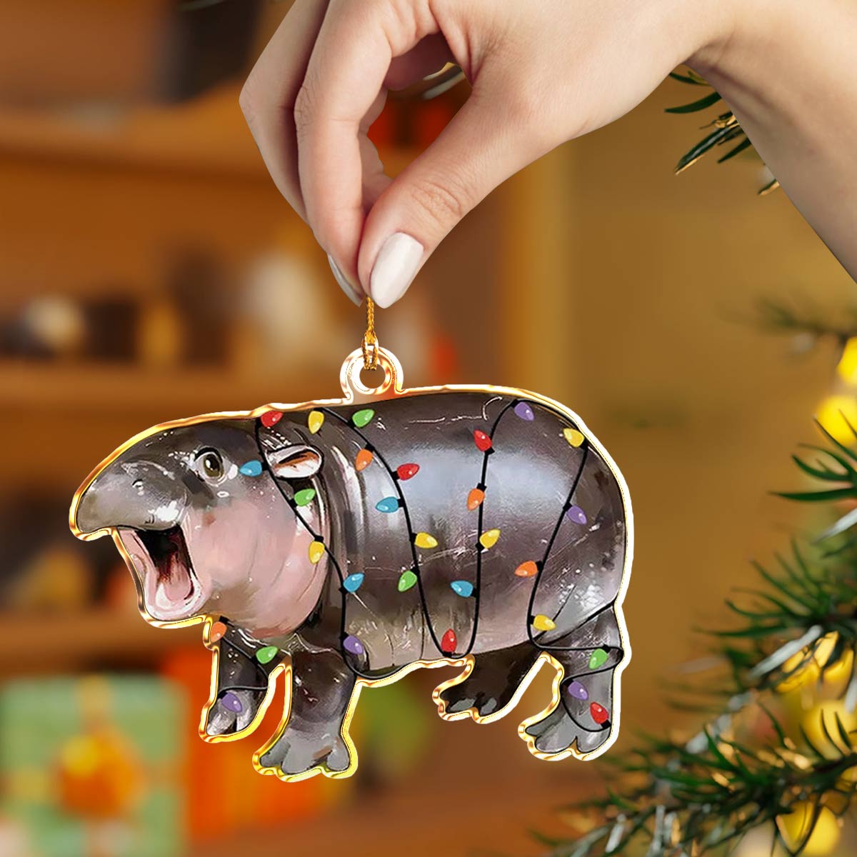 Shineful 2D Acrylic Ornament Baby Hippo Moo