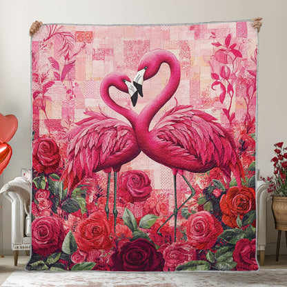 Shineful Flat Print Faux Quilt Blanket Romantic Flamingo