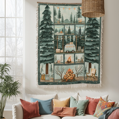 Couverture en tapisserie tissée brillante – Cozy Camper's Escape